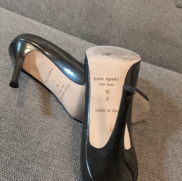 Kate Spade peep toe pumps dark green patent leather size 11 - Picture 6 of 8